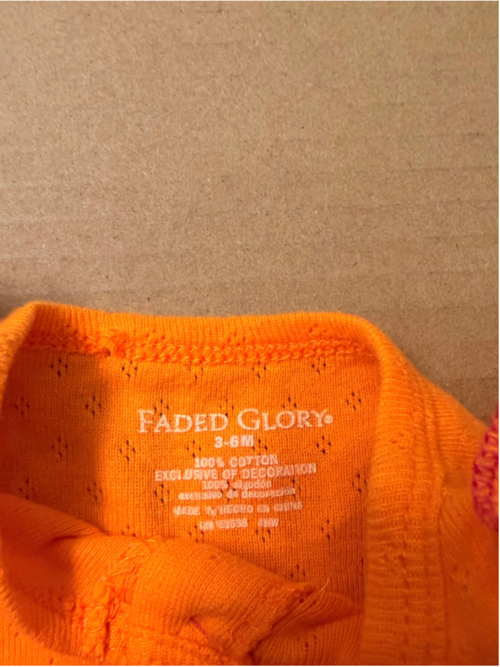 Baby Girl Faded Glory Orange Dress, 3-6 Months - Picture 2 of 3